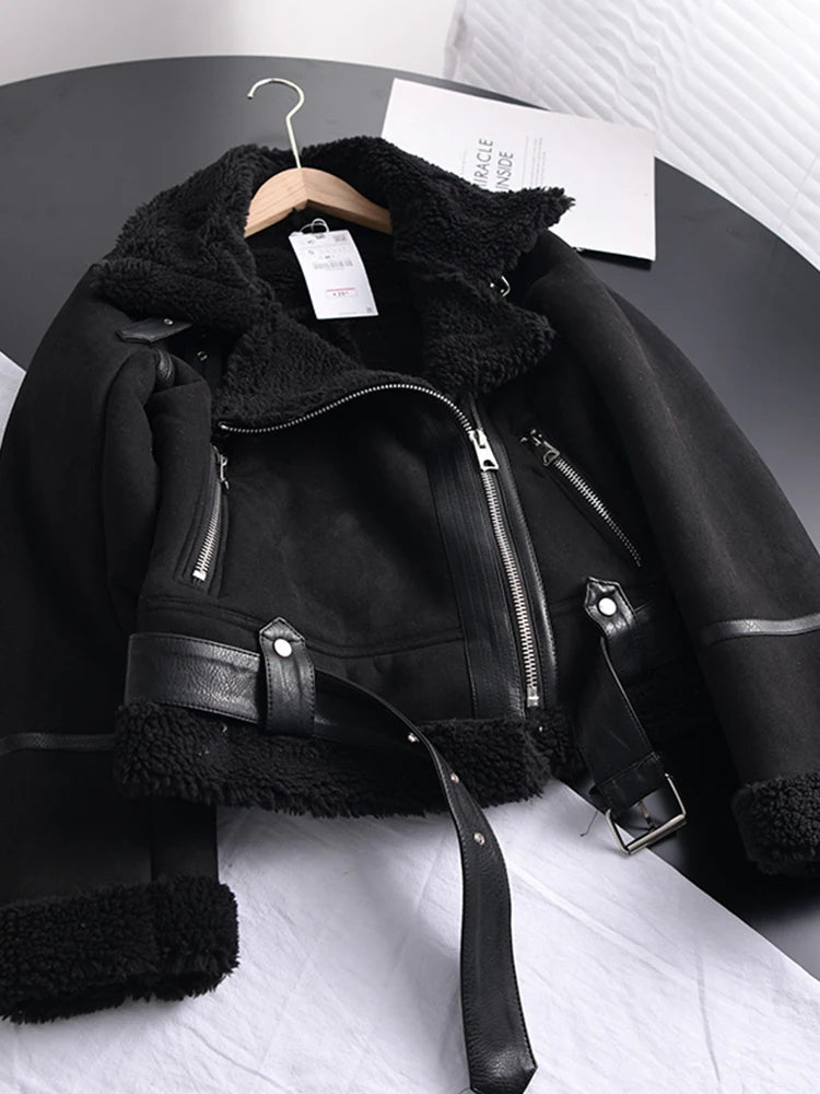 Wildleder Damen Wintermantel