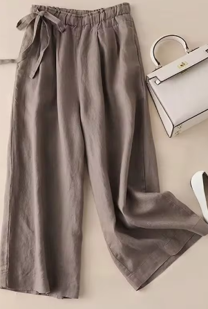 Vivica Hose: Khaki, elastischer Bund, hohe Taille, gerade Schnitt