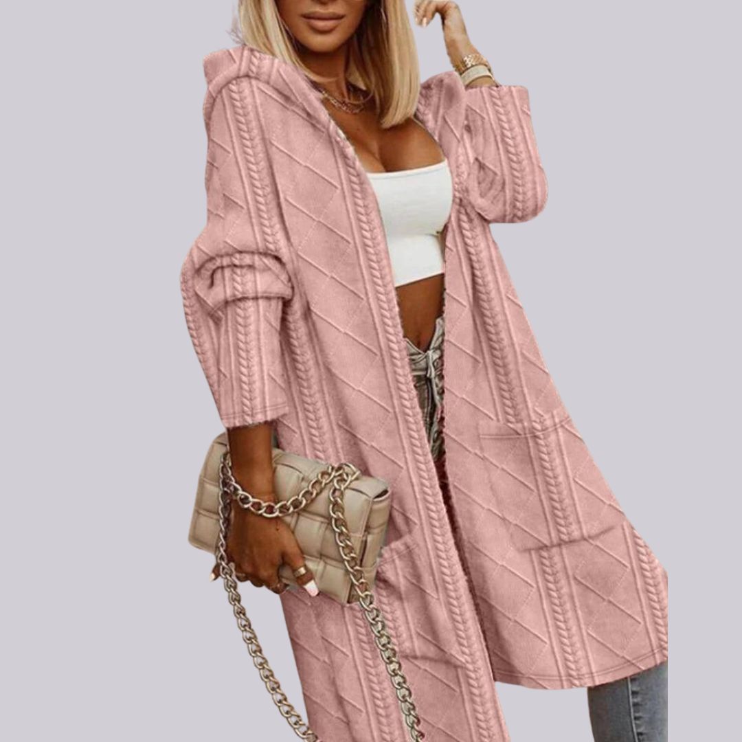 Uxue: Langer Cardigan mit Kapuze