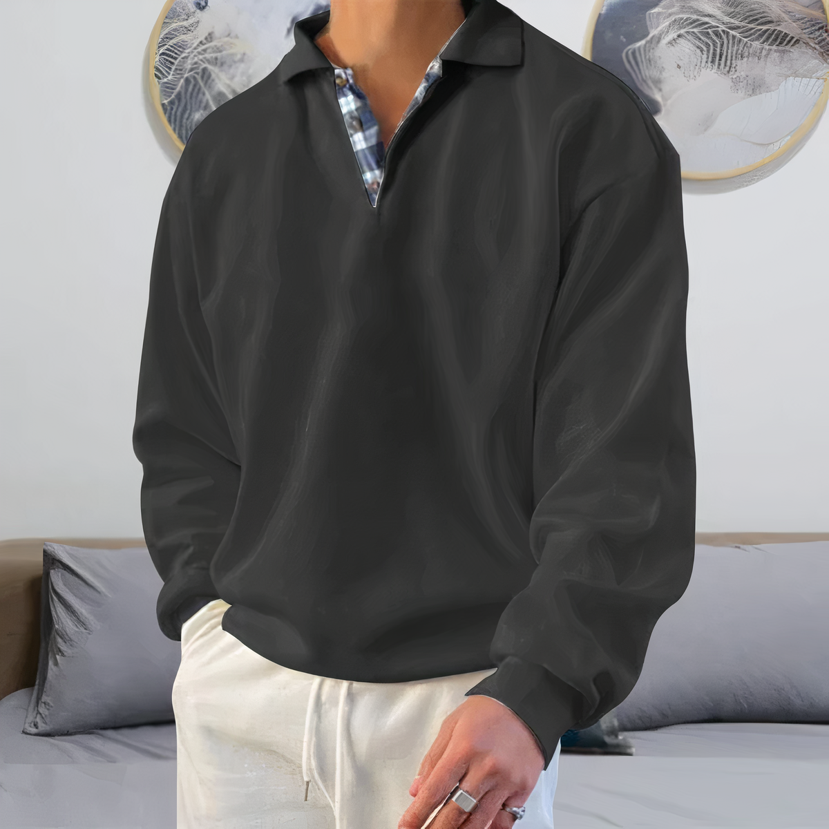 V-Neck Langarm-Pullover Cyrus