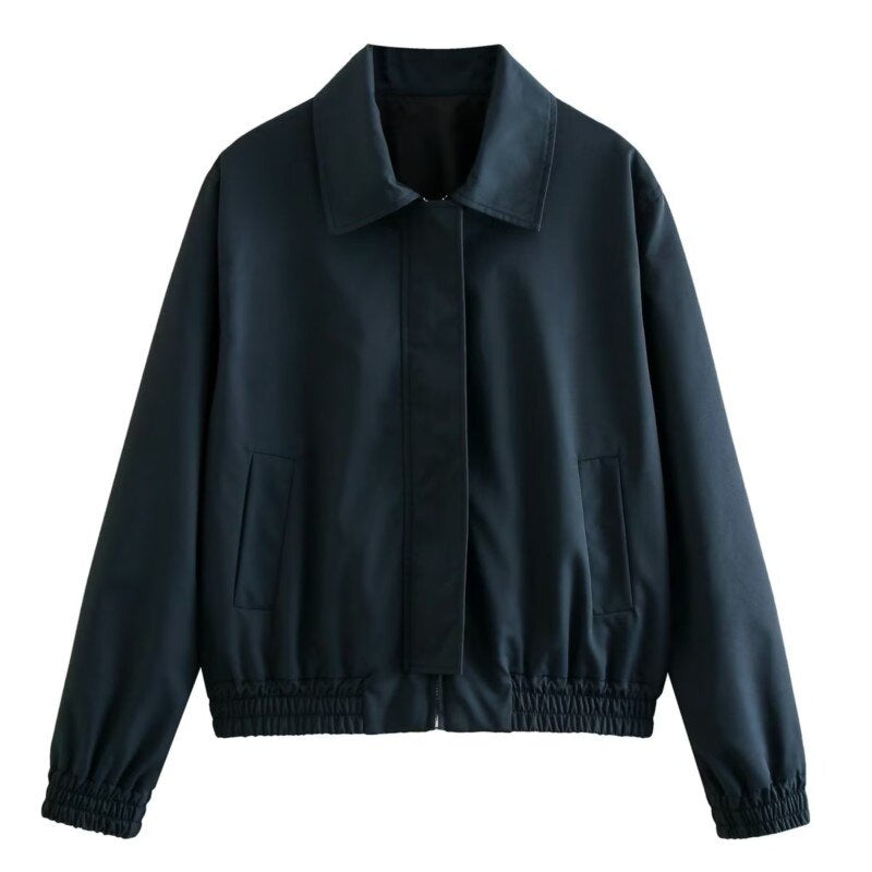 Trendige Oversize-Bomberjacke mit Kragen von Avelena für Damen