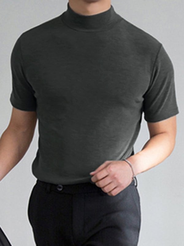 Herren Slim-Fit T-Shirt mit hohem Kragen