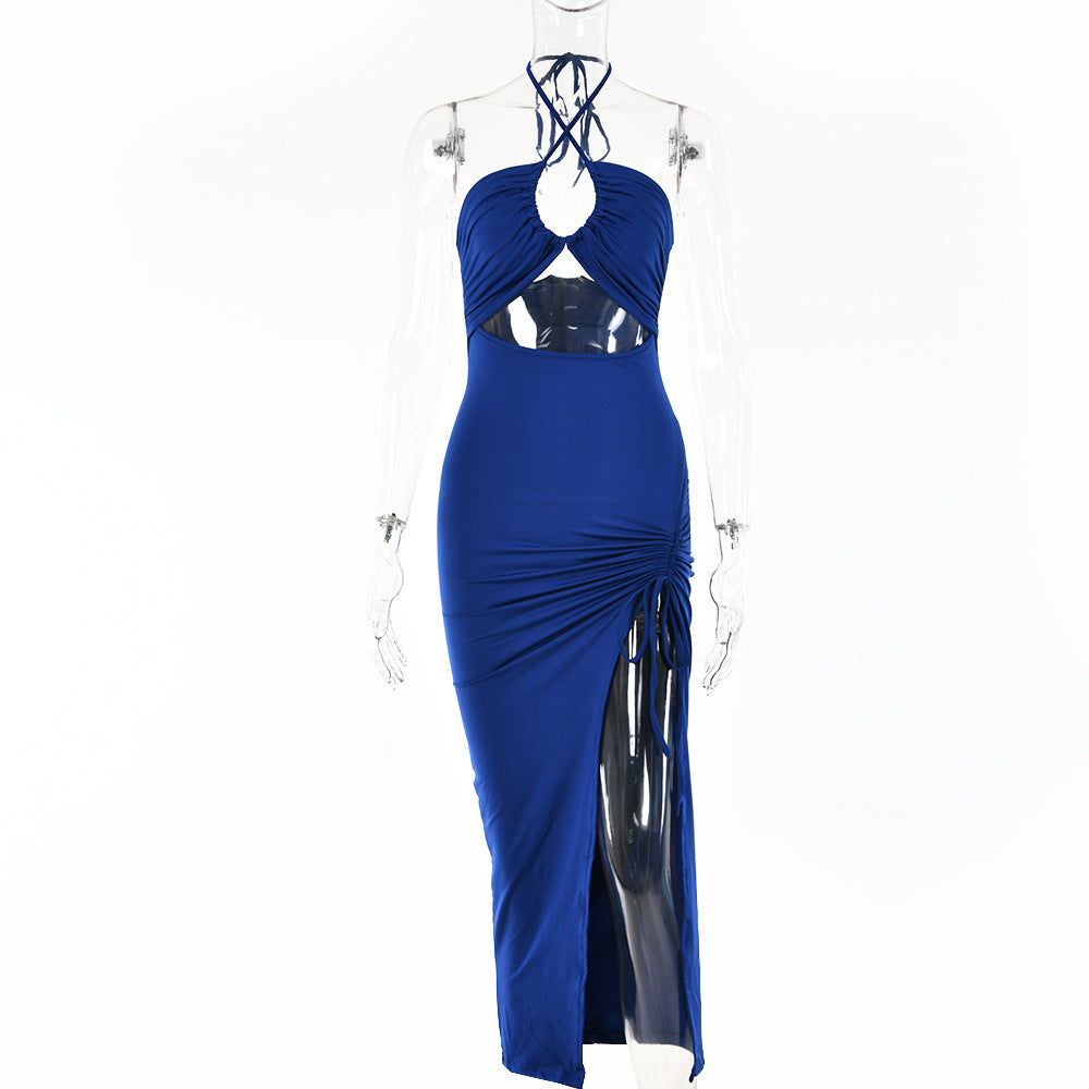 Y2K-Style Neckholder Kleid mit Spitze, Schlitz – Laura