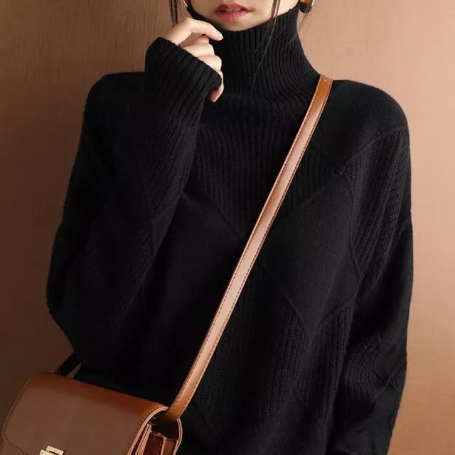 Damen-Rollkragenpullover aus lockerem Kaschmir von Jana