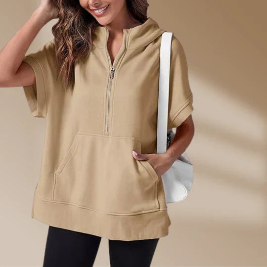 Fudus Damen-Sweatshirt mit Halb-Reißverschluss