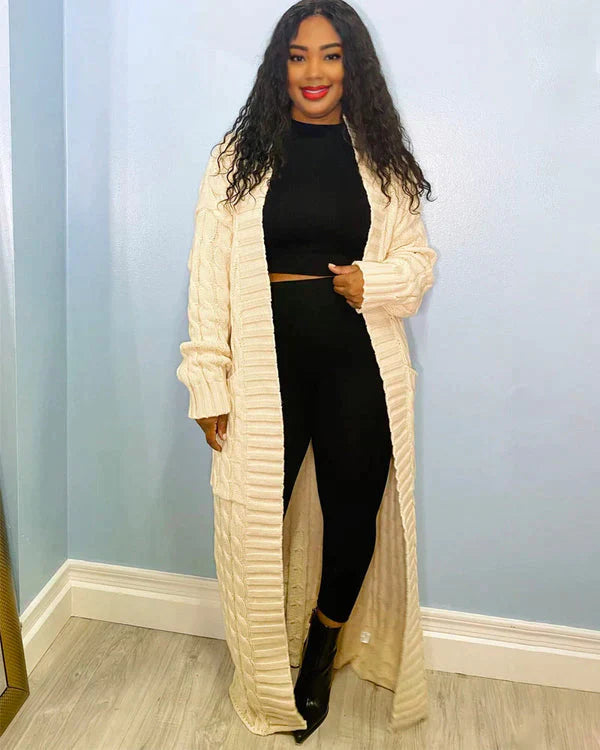 Lockere, lange Strickjacke mit V-Ausschnitt von Theodora