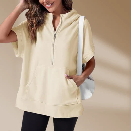 Fudus Damen-Sweatshirt mit Halb-Reißverschluss