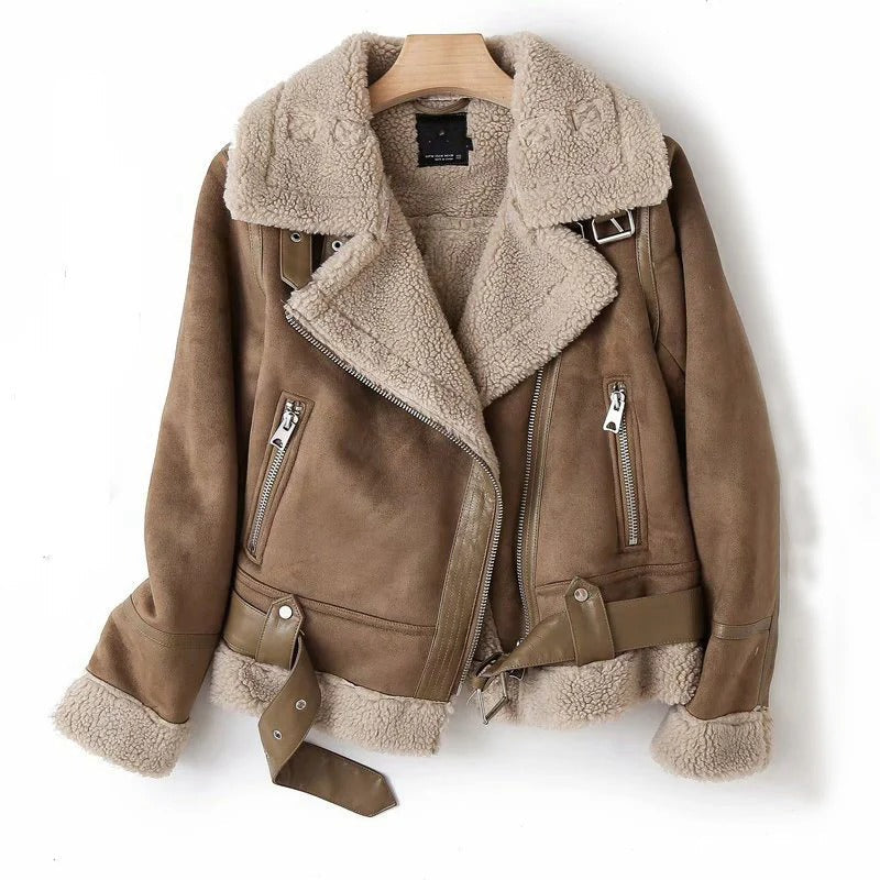 Women's Suede and Wool Winter Coat, Elisabeth
