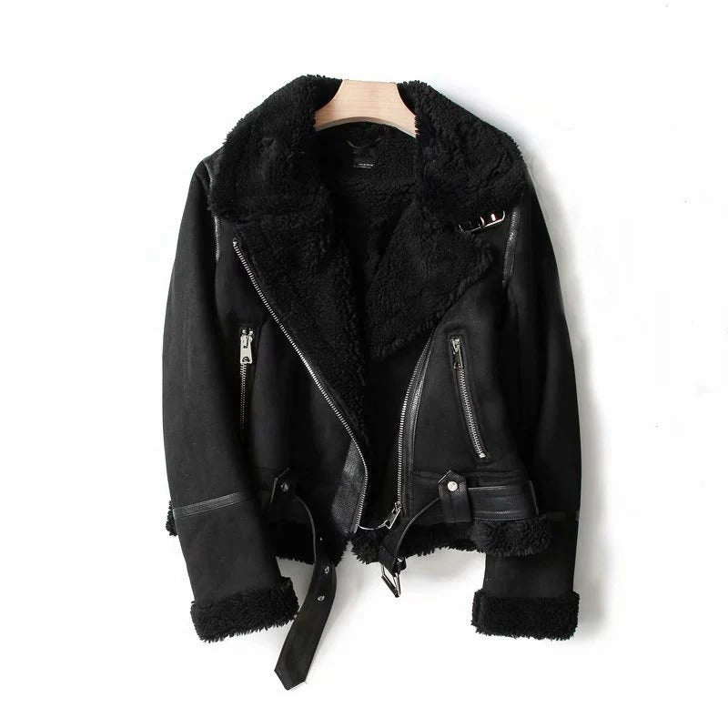 Women's Suede and Wool Winter Coat, Elisabeth