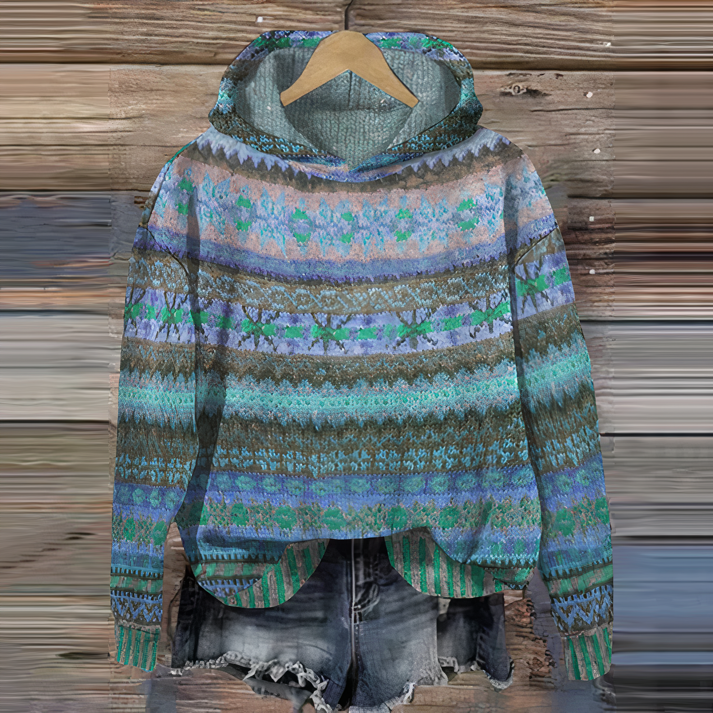 Fudus Damen Vintage Kapuzenpullover
