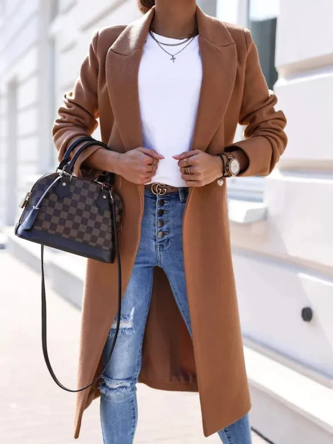 Womens Wool Blend Long Coat - Aldea