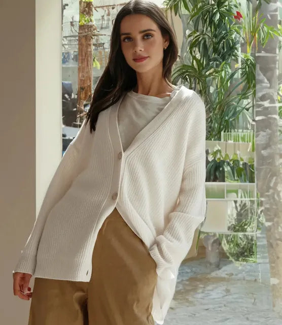 Kaschmir-V-Ausschnitt Strickjacke von Senax