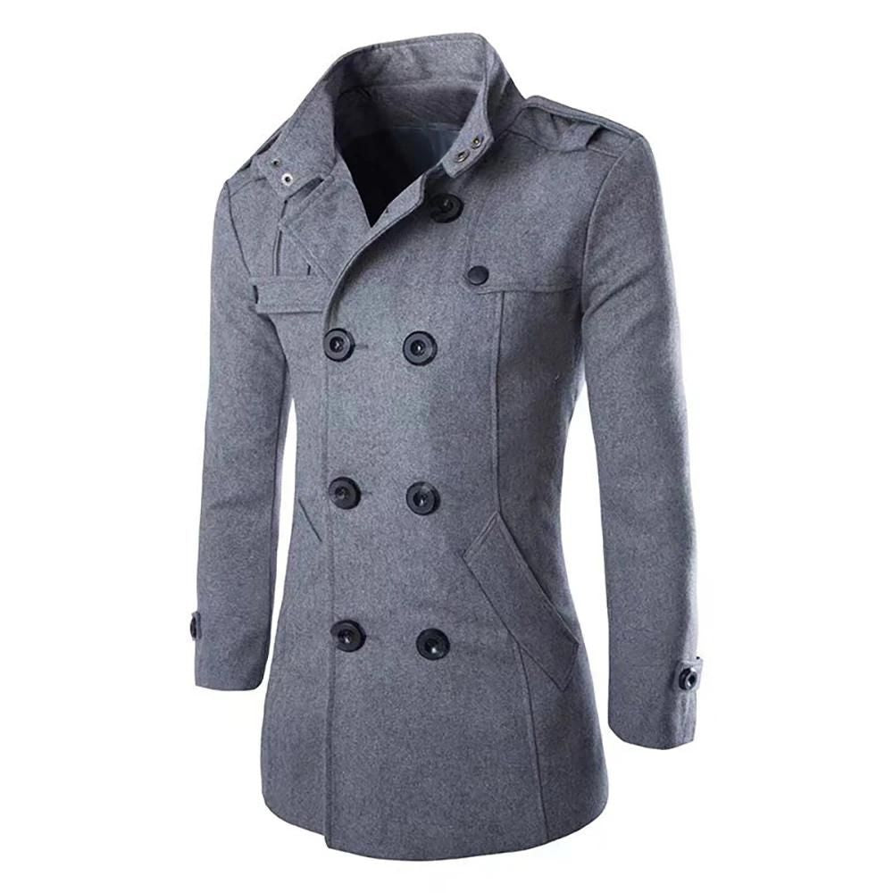Wolle Herren Wintermantel in Grau