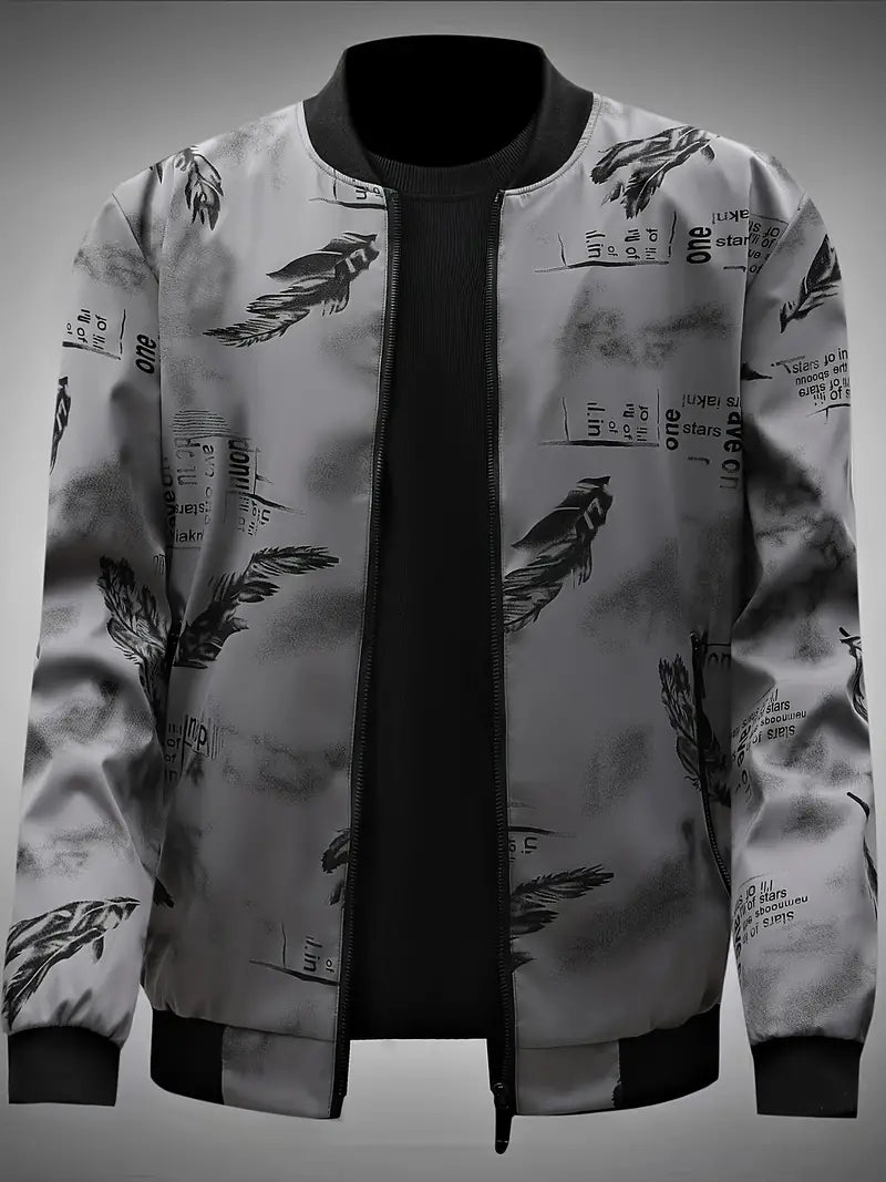 Shiraven Trainingsjacke mit Federmuster-Alloverprint