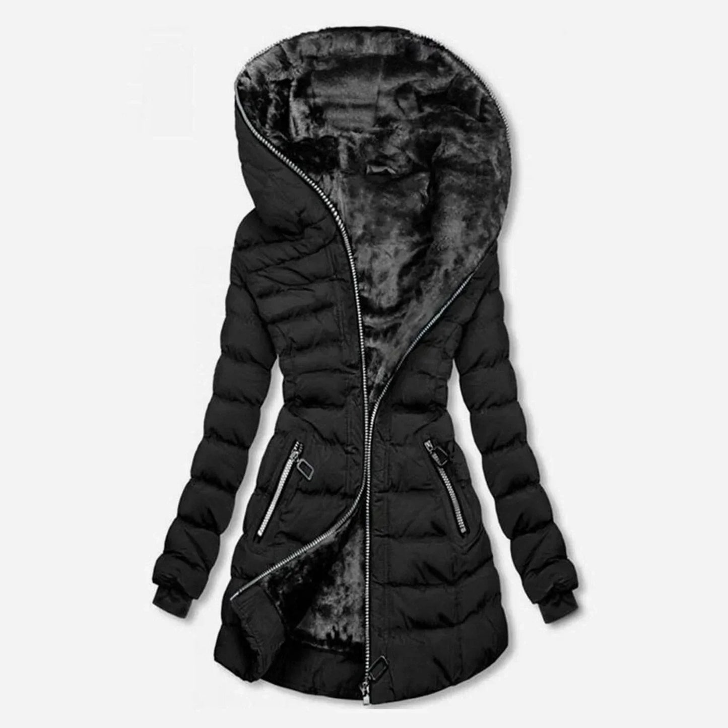 Warme, stilvolle Winterjacke von Wanterink mit Kapuze und Reißverschlusstaschen