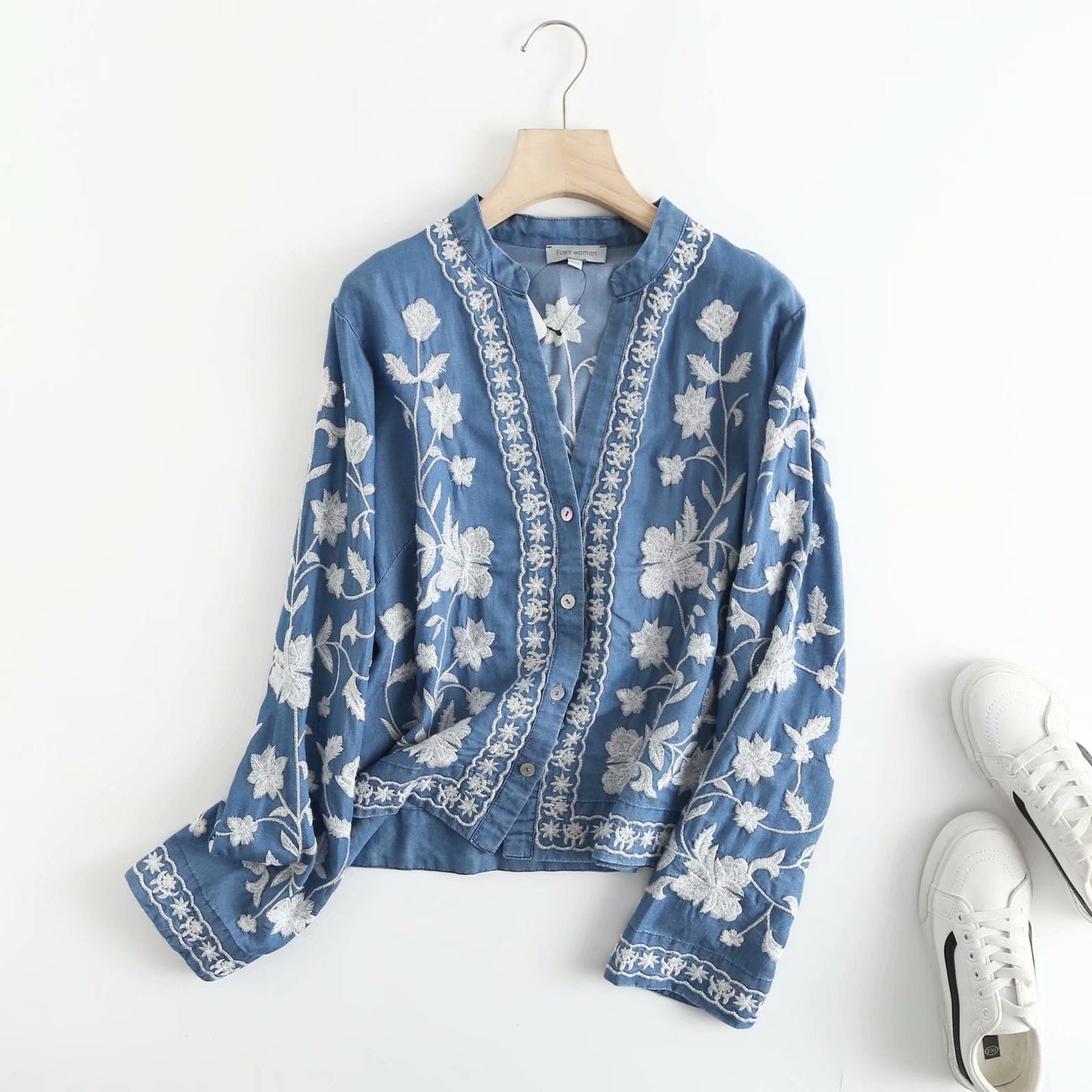 Wilmora Jeansjacke mit Blumenmuster