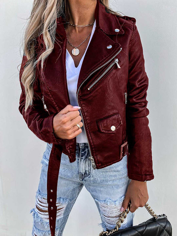 Norra Damen Lederimitat Perfectojacke kurz