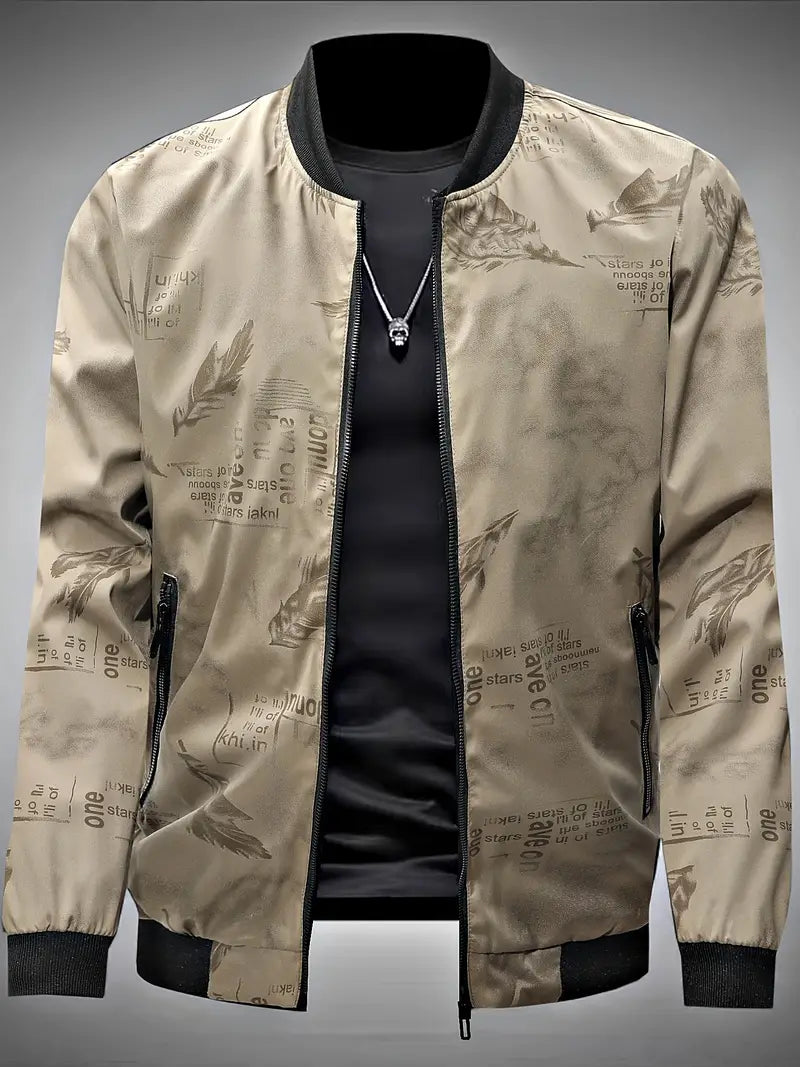 Shiraven Trainingsjacke mit Federmuster-Alloverprint
