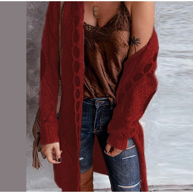 BETSY: Strickjacke mit Kapuze, mittellang