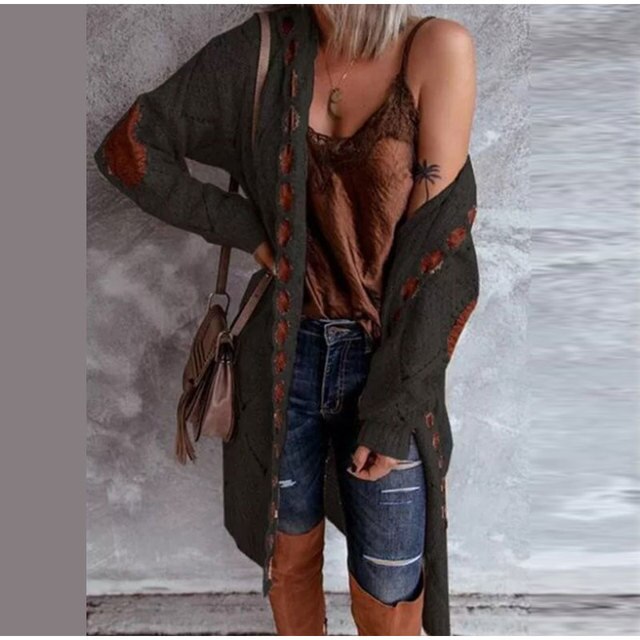 BETSY: Strickjacke mit Kapuze, mittellang