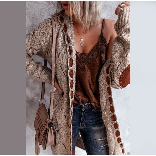 BETSY: Strickjacke mit Kapuze, mittellang