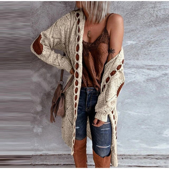 BETSY: Strickjacke mit Kapuze, mittellang