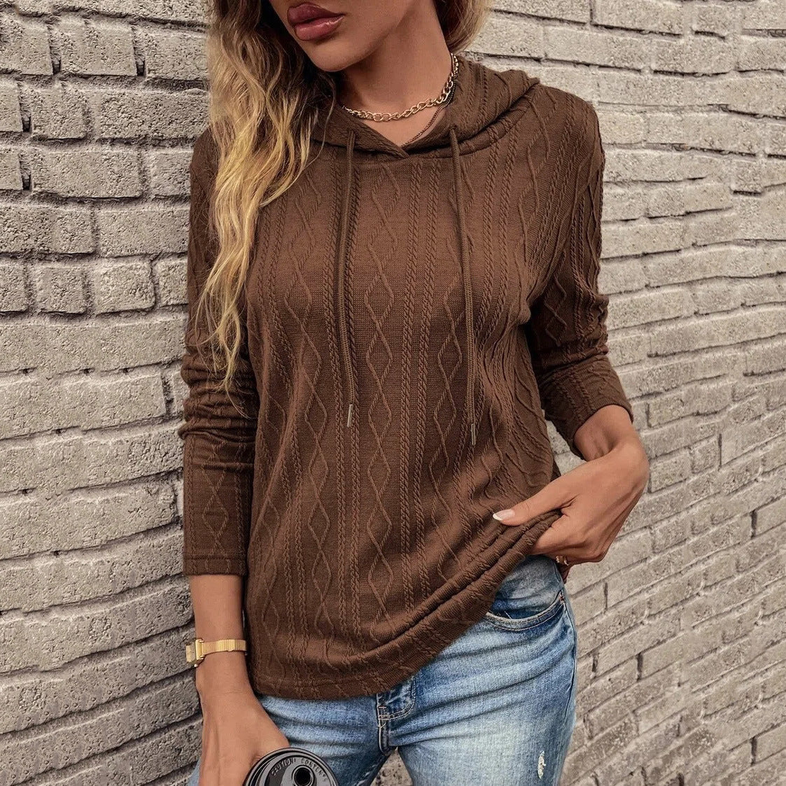 Warmer Strick-Kapuzenpullover für Frauen von Fudus