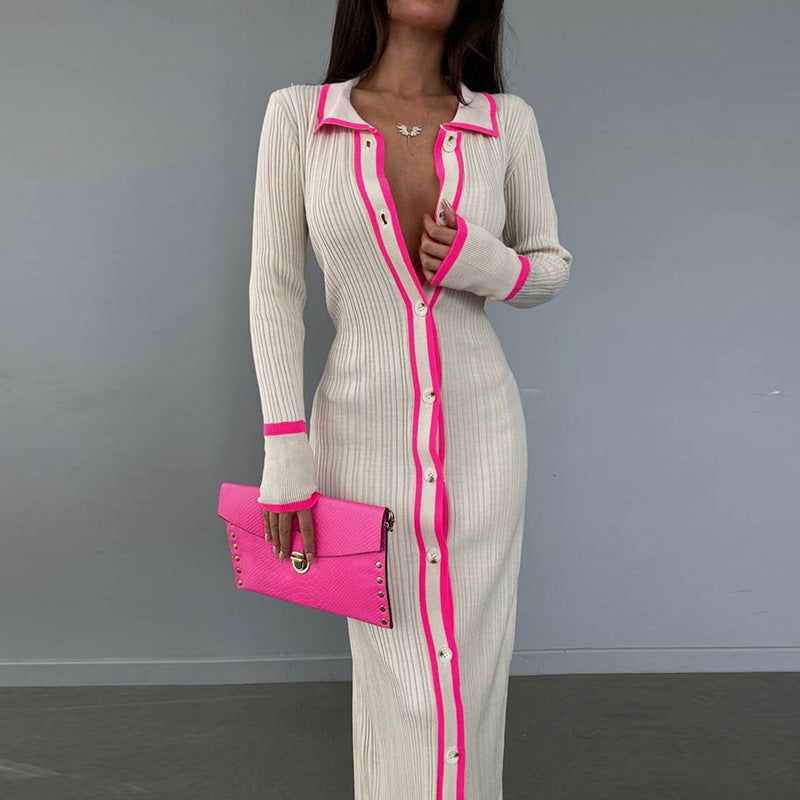 Modisches Damen-Maxikleid mit Knöpfen von MODEGEIST
