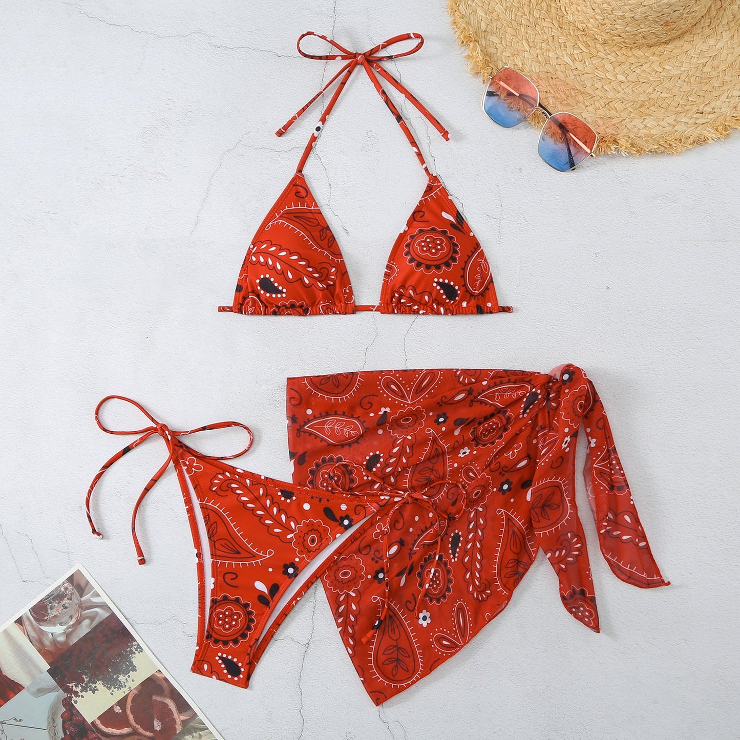 Wickelrock-Bikini mit Blumenmuster für Damen von MODEGEIST