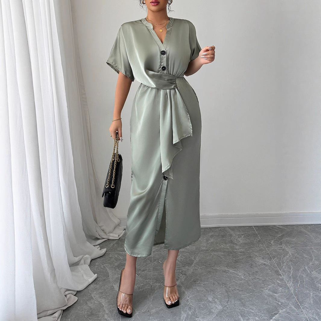 Wickel-Midikleid für Damen mit Knopfleiste von MODEGEIST
