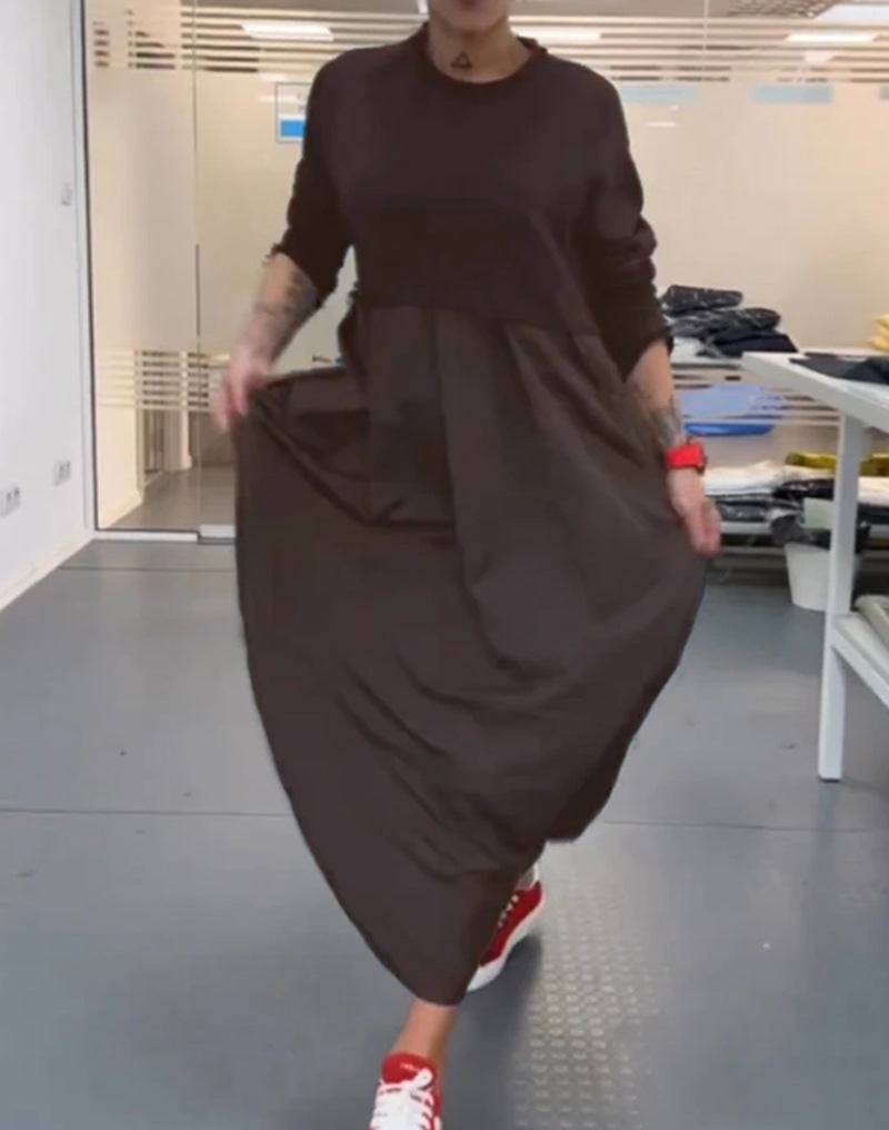 Trendiges Damen-Maxikleid mit Taschen und angesagtem Lagenlook von MODEGEIST