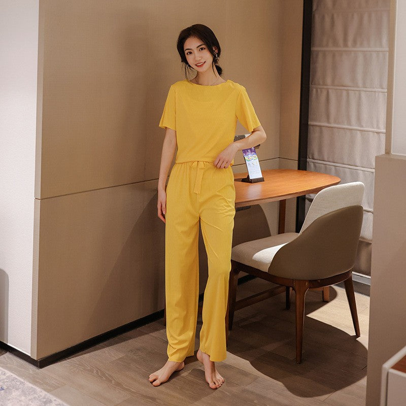Wella Nachthemd-Set: Kurzarm-Shirt & weite Hose aus Eisseide