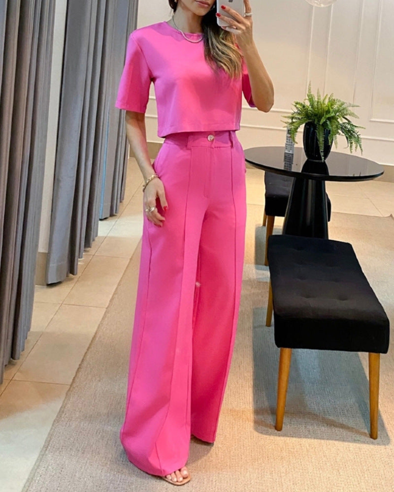 Weites Damen-Ensemble: Oberteil & Hose mit hohem Bund von MODEGEIST