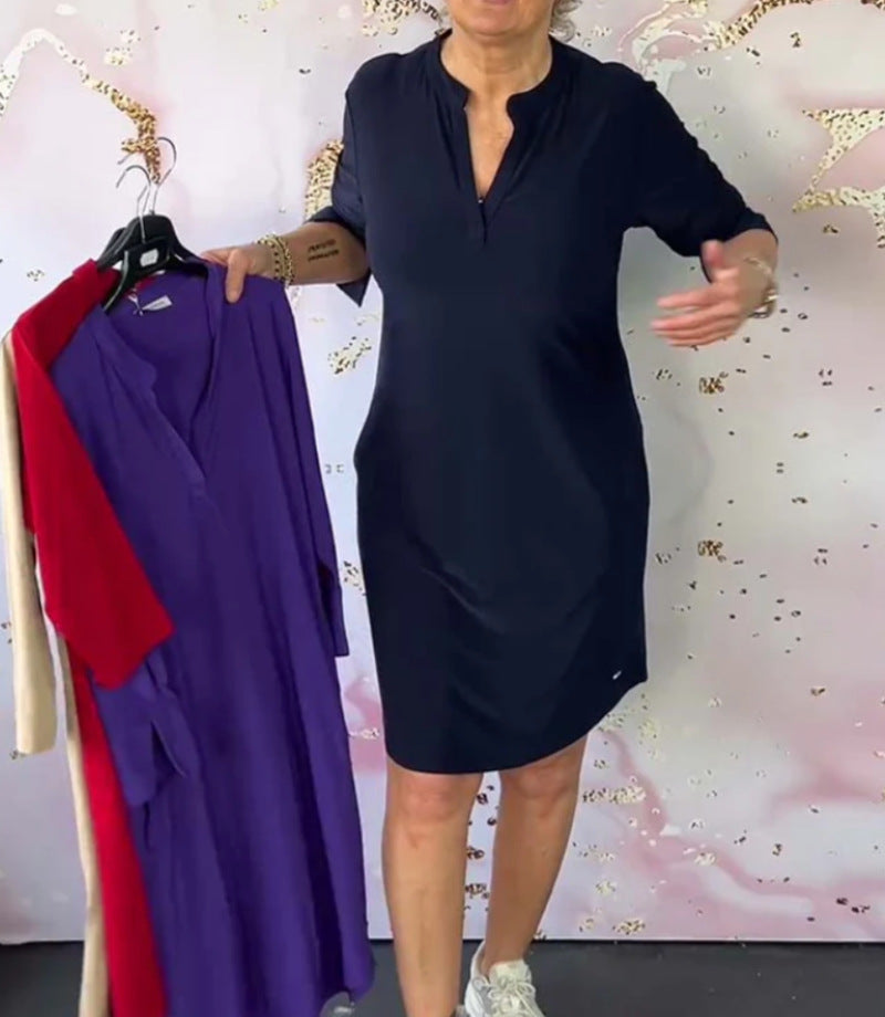 Vielseitiges Damen-Freizeitkleid mit Stehkragen und 3/4-Ärmeln von MODEGEIST