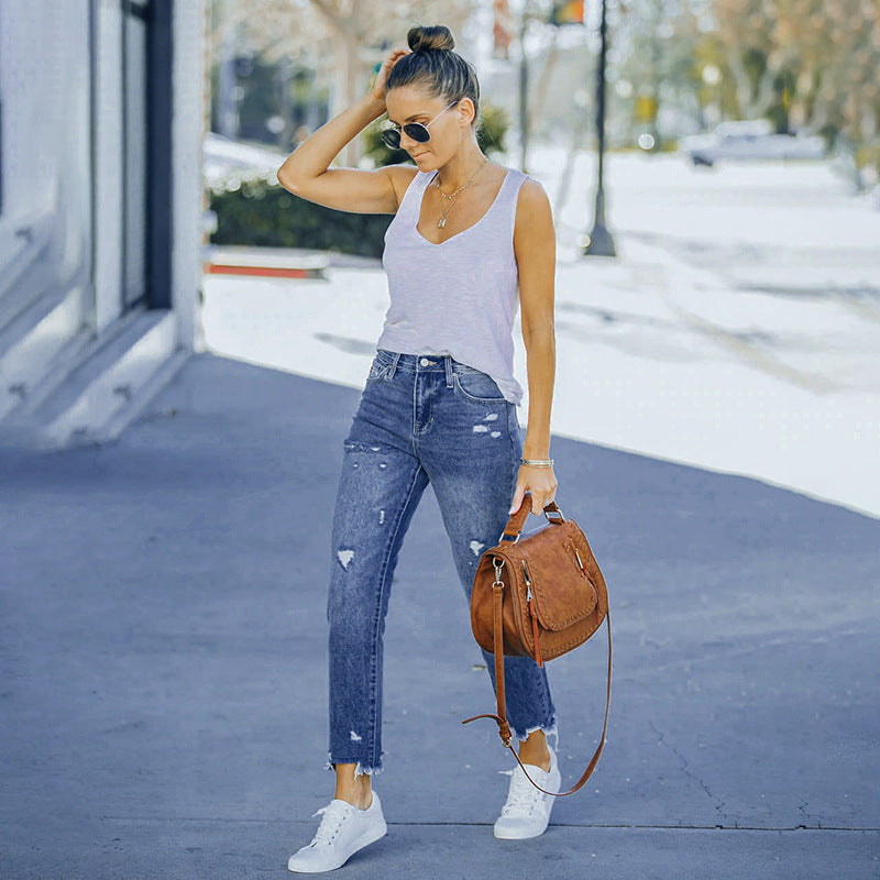 Vintage Damen Jeans mit High Waist und Destroyed Look von MODEGEIST