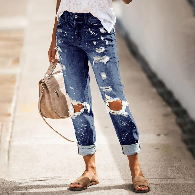 Vintage-Style Damen Jeans im lässigen Ripped Look von MODEGEIST