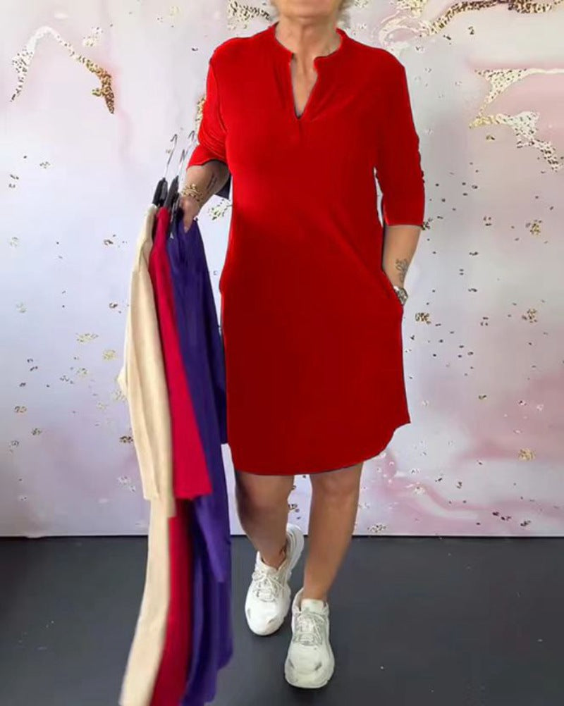 Vielseitiges Damen-Freizeitkleid mit Stehkragen und 3/4-Ärmeln von MODEGEIST