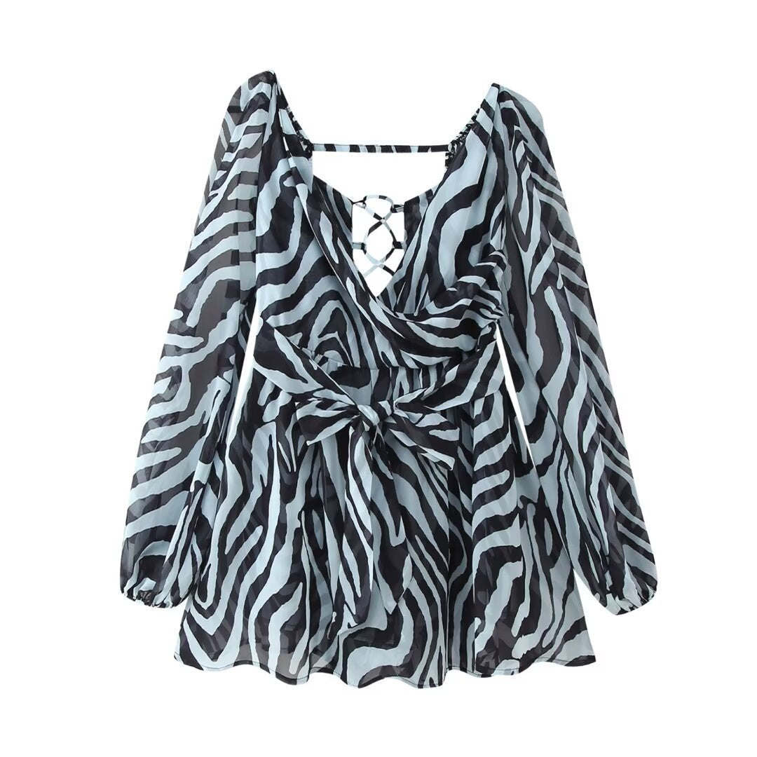 Wickelbluse für Damen mit Schnürung, lange Ärmel, MODEGEIST