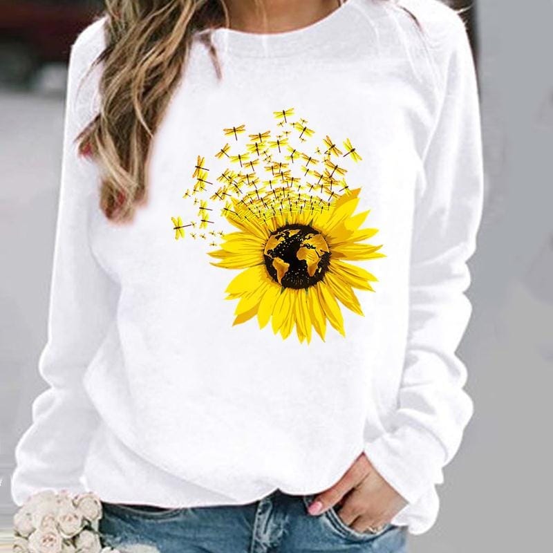 Damenpullover mit Blumen und Schmetterlingen von Fudus