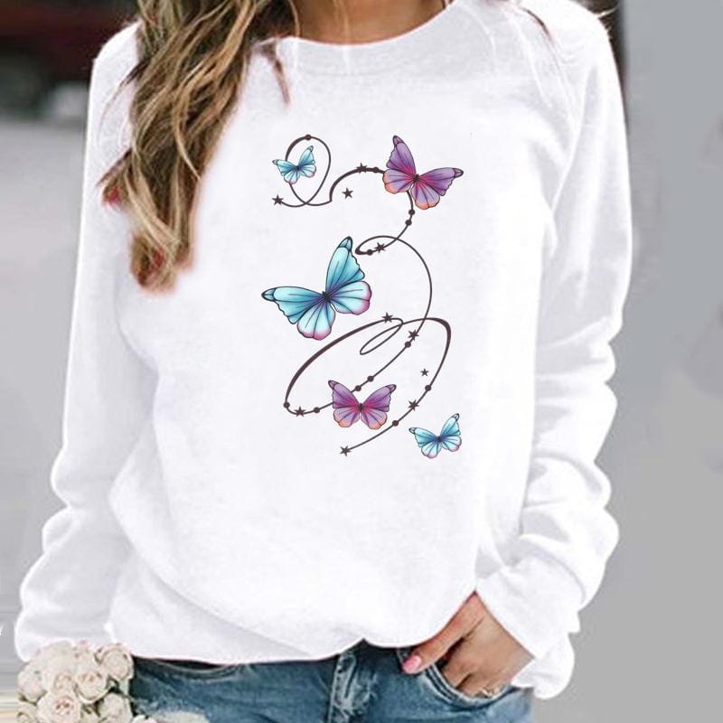 Damenpullover mit Blumen und Schmetterlingen von Fudus