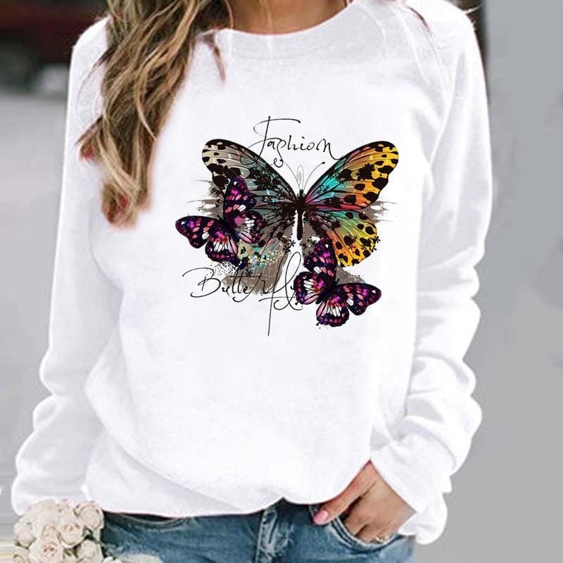 Damenpullover mit Blumen und Schmetterlingen von Fudus