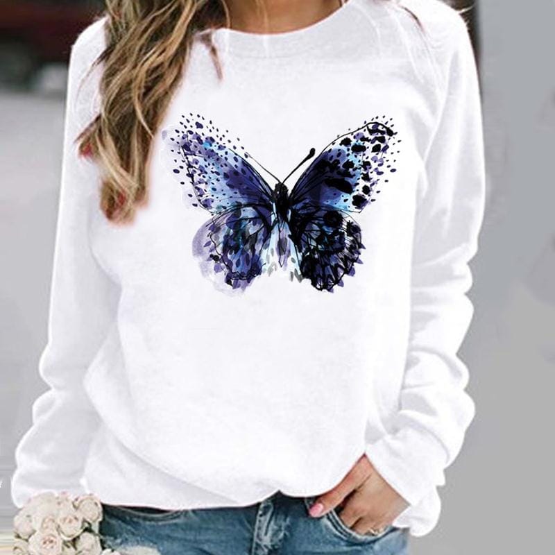 Damenpullover mit Blumen und Schmetterlingen von Fudus