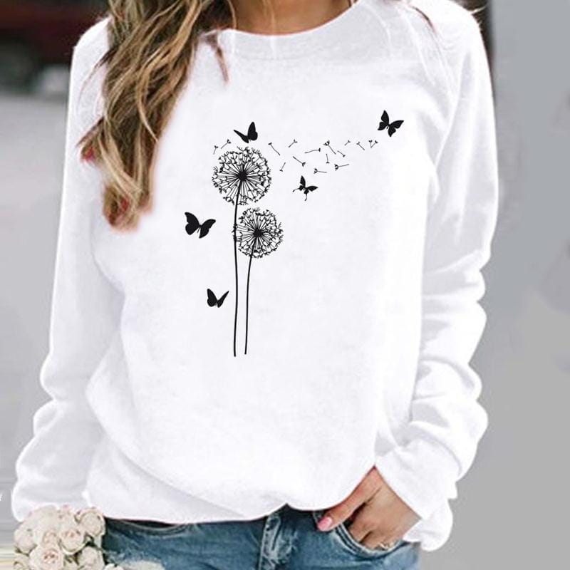 Damenpullover mit Blumen und Schmetterlingen von Fudus