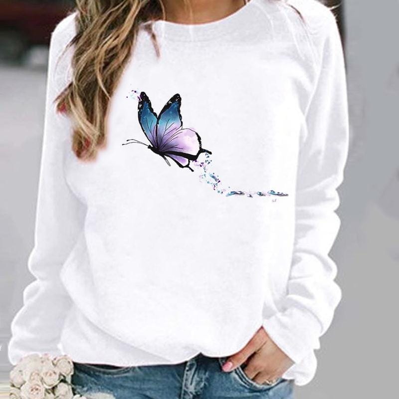 Damenpullover mit Blumen und Schmetterlingen von Fudus
