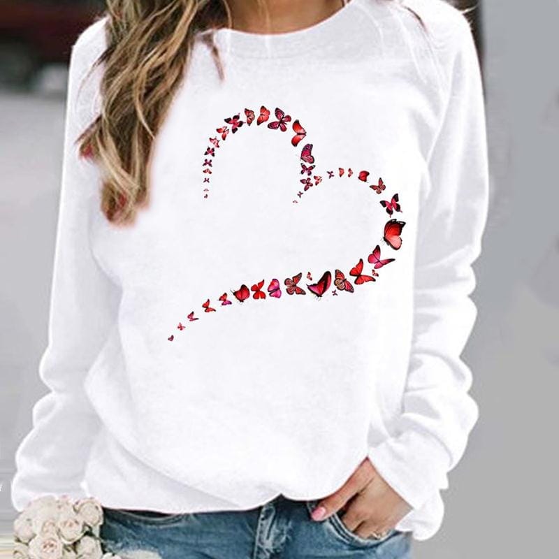 Damenpullover mit Blumen und Schmetterlingen von Fudus