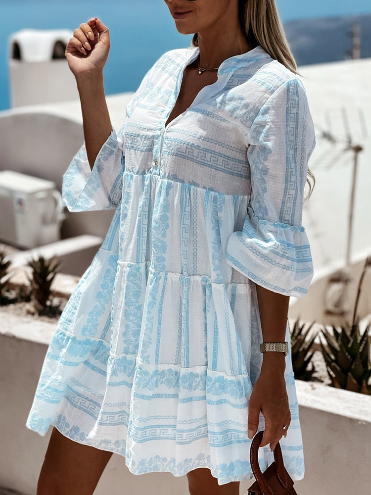 Hübsches, leichtes Boho-Kleid mit fröhlichem Muster von Ria