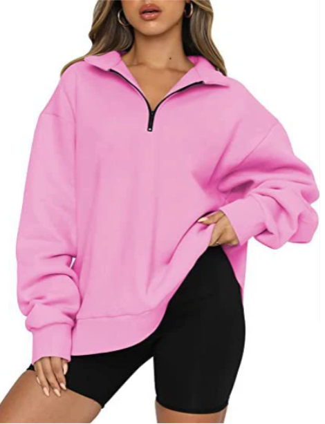Modern, lässiger Damen-Pullover mit Halbreißverschluss