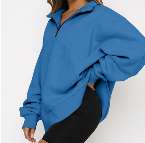 Modern, lässiger Damen-Pullover mit Halbreißverschluss