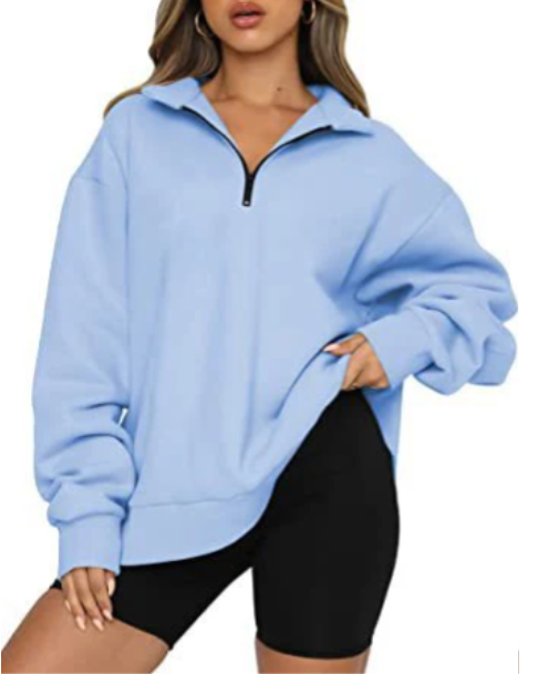 Modern, lässiger Damen-Pullover mit Halbreißverschluss