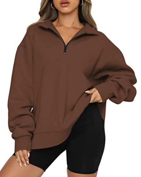 Modern, lässiger Damen-Pullover mit Halbreißverschluss